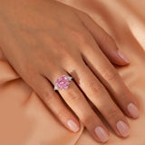 Charming Heart Cut Pink Stone Sterling Silver Engagement Ring