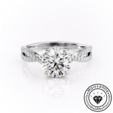 Burnished Solarii Moissanite 2.0ct Round Cut 925 Sterling Silver Twist Design Engagement Ring