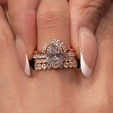 Lavish Oval Cut 5.0 Ct Solitaire 4pc Crown Stacking Wedding Ring Set 925 Sterling Silver