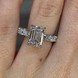 Opulent Pave Emerald Cut 4.0ct Engagement Ring In Sterling Silver