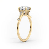 Unique Solarii Moissanite 2.0ct Oval Cut 925 Sterling Silver Side Stone Engagement Ring
