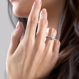 Antique Solarii Moissanite 2.0ct Princess Cut 925 Sterling Silver Side Stone Engagement Ring