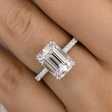 Classic Emerald Cut Solitaire Sterling Silver Engagement Ring