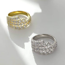 925 Sterling Silver Multi Row Round Cut Spiral Wedding Ring