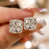 Stunning Cushion Cut Stud Earrings In Sterling Sliver