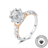 Elegant Moissanite Dual Tone 925 Sterling Silver Engagement Ring