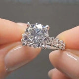 Elegant Round Cut 4.0ct Sterling Silver Engagement Ring