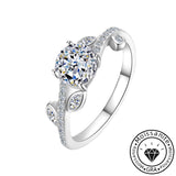 Sophisticated 925 Sterling Silver Moissanite Round Cut Engagement Ring