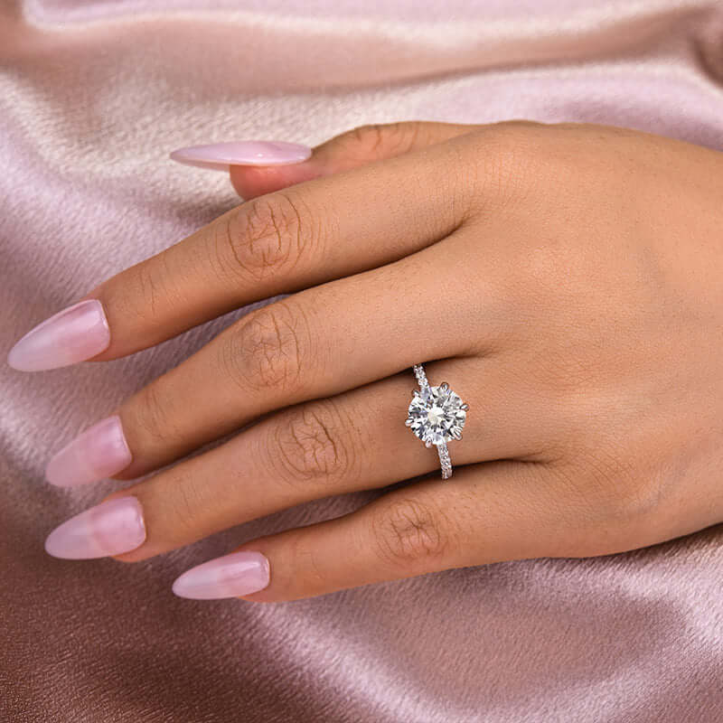 Moissanite 5.0ct Round Cut 6 Prong Engagement Ring