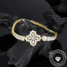 Chunky round cut moissanite bracelet, rhodium plated, 925 sterling silver