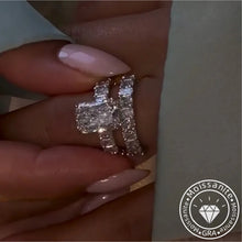 Brilliant Radiant Cut 5.0ct Hidden Halo 925 Sterling Silver Wedding Ring Set