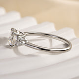 Ornate Solarii Moissanite 1.2ct Round Cut 925 Sterling Silver Side Stone Engagement Ring