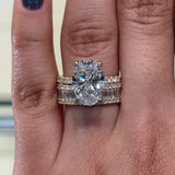 Glamorous Oval Cut 4.0ct Hidden Halo 925 Sterling Silver Wedding Ring Set