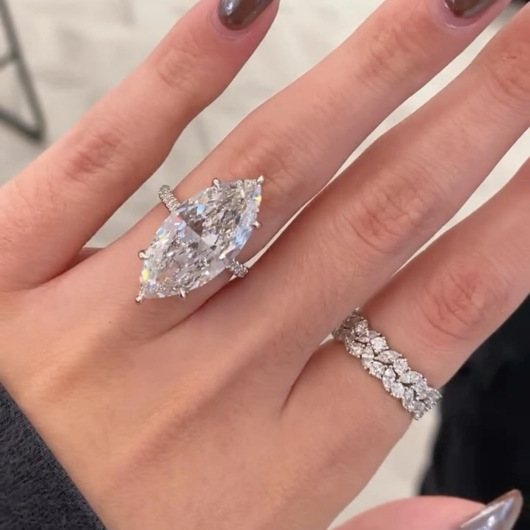Mesmerizing Pave Marquise Cut 5.0ct Engagement Ring In Sterling Silver