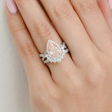 Sparkling Halo Design Pear Cut 4.0ct Engagement Ring In Sterling Silver