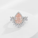 Sparkling Halo Design Pear Cut 4.0ct Engagement Ring In Sterling Silver