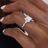 Antique Solarii Moissanite 2.0ct Princess Cut 925 Sterling Silver Side Stone Engagement Ring
