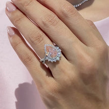 Sparkling Halo Design Pear Cut 4.0ct Engagement Ring In Sterling Silver