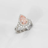 Sparkling Halo Design Pear Cut 4.0ct Engagement Ring In Sterling Silver