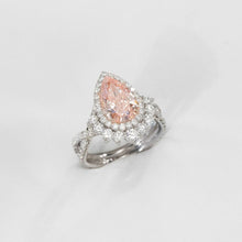 Sparkling Halo Design Pear Cut 4.0ct Engagement Ring In Sterling Silver