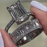Solarii Alluring Emerald Cut Pave Set For Women In Sterling Silver