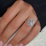 Solarii Radiant Cut 5.0ct Halo Engagement Ring In Sterling Silver