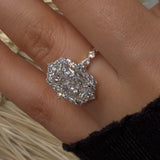 Solarii Radiant Cut 5.0ct Halo Engagement Ring In Sterling Silver