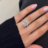 Solarii Radiant Cut 5.0ct Halo Engagement Ring In Sterling Silver