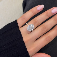 Solarii Radiant Cut 5.0ct Halo Engagement Ring In Sterling Silver