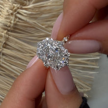 Solarii Radiant Cut 5.0ct Halo Engagement Ring In Sterling Silver