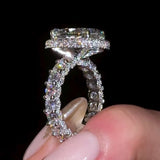 Gorgeous Hidden Halo Oval Cut 4.0ct Engagement Ring In Sterling Silver