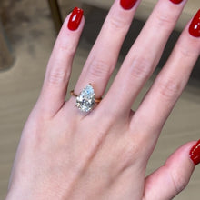 Refined Hidden Halo Pear Cut 4.0ct Engagement Ring In Sterling Silver