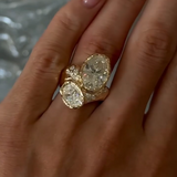 Stunning 6.0ct Two-Stone Oval Cut Wide Statement Engagement Ring In Sterling Silver