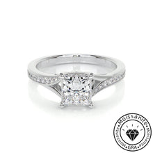 Alluring Solarii Moissanite 2.0ct Princess Cut 925 Sterling Silver Split Shank Engagement Ring