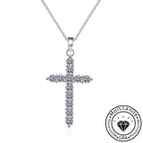 Solarii Moissanite Round Cut  Cross 925 Sterling Sliver Necklace