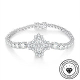 Chunky round cut moissanite bracelet, rhodium plated, 925 sterling silver