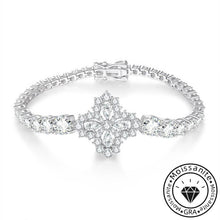Chunky round cut moissanite bracelet, rhodium plated, 925 sterling silver