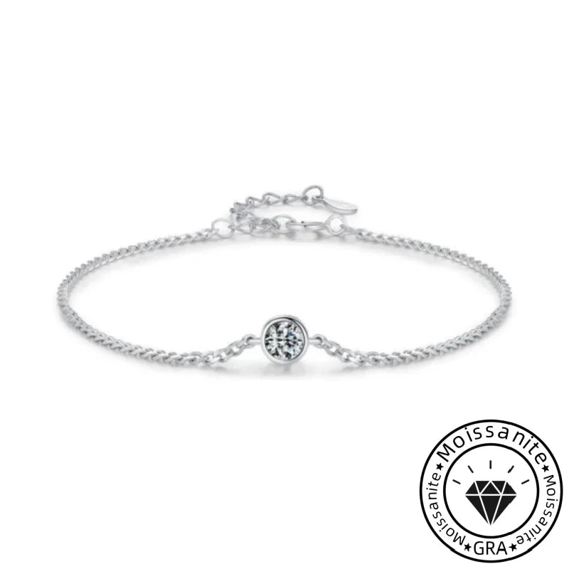 Solarii Moissanite 1.0ct Round Cut  925 Sterling Silver Bracelet