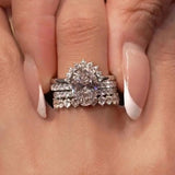 Lavish Oval Cut 5.0 Ct Solitaire 4pc Crown Stacking Wedding Ring Set 925 Sterling Silver