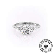 Graceful Solarii Moissanite 2.0ct Round Cut 925 Sterling Silver Side Stone Engagement Ring