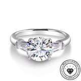 Solarii Moissanite 2.0ct Round Cut Crown Design 925 Sterling Silver Engagement Ring