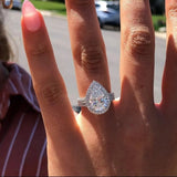 Stunning Pear Cut 4.0ct Split Shank Engagement Ring In Sterling Silver