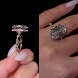 Breathtaking 8.0ct Oval Cut Marquise Bubble Band & Pink Halo Engagement Ring In Sterling Silver