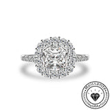 Elegant Solarii Moissanite 2.0ct Round Cut 925 Sterling Silver Halo Design Engagement Ring