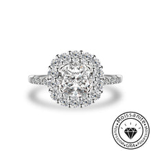 Elegant Solarii Moissanite 2.0ct Round Cut 925 Sterling Silver Halo Design Engagement Ring