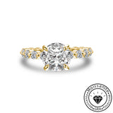 Intriguing Solarii Moissanite 2.0ct Round Cut 925 Sterling Silver Pave Engagement Ring