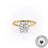 Shapely Solarii Moissanite 2.0ct Round Cut 925 Sterling Silver Twist Design Engagement Ring