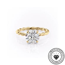 Shapely Solarii Moissanite 2.0ct Round Cut 925 Sterling Silver Twist Design Engagement Ring