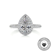 Orchestral Solarii Moissanite 2.0ct Pear Cut 925 Sterling Silver Pave Engagement Ring