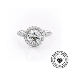 Effervescent Solarii Moissanite 2.0ct Round Cut 925 Sterling Silver Halo Design Engagement Ring